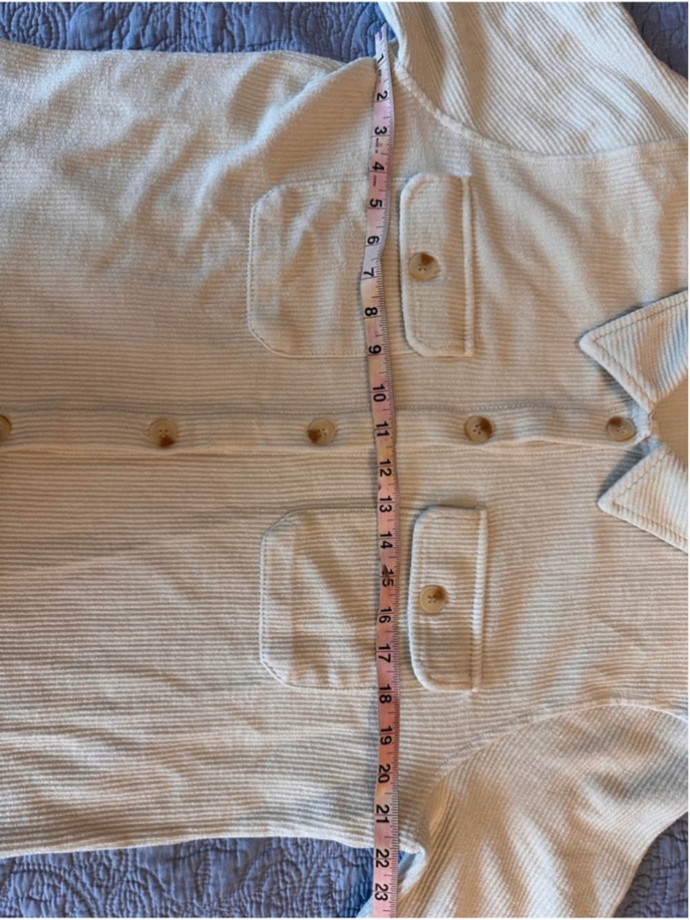 Thread & Supply Cream Ribbed Button-Front Utility Shacket - Picture 7 of 8